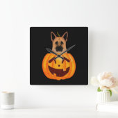 German Shepherd         Quadratische Wanduhr (Zuhause)