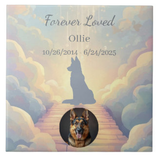 German Shepherd Rainbow Bridge Memorial Photo Fliese