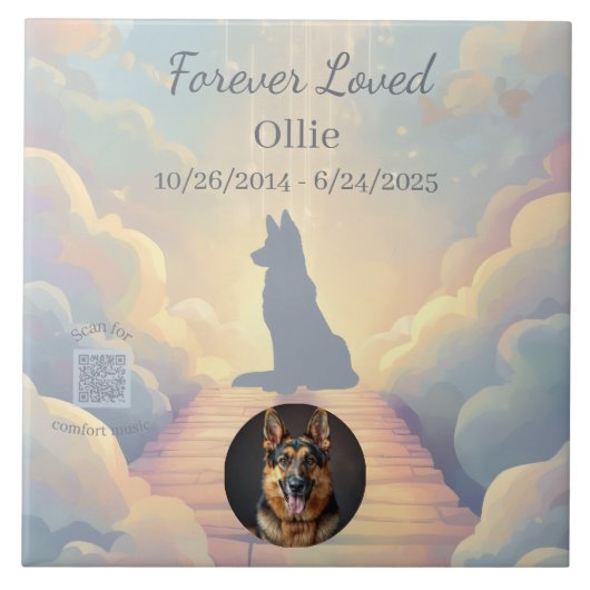 German Shepherd Rainbow Bridge Photo Tile Fliese (Vorderseite)