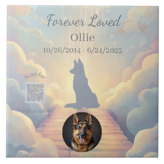 German Shepherd Rainbow Bridge Photo Tile Fliese (Vorderseite)