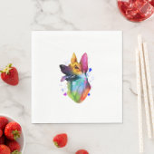 German Shepherd Rainbow Watercolor Paint Spritzer Serviette (Beispiel)