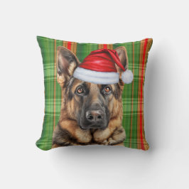 German Shepherd Red Green Holiday Plaid Christmas Kissen