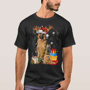 German Shepherd Reindeer Christmas Lights Funny Do T-Shirt