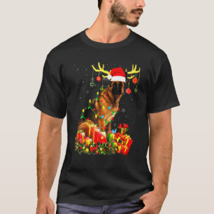 German Shepherd Rentier Weihnachtsmannmütze Weihna T-Shirt