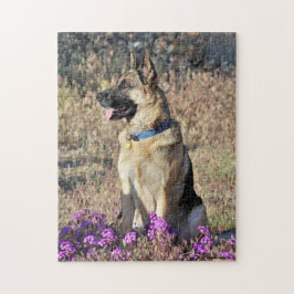 German Shepherd Rescue Dog With Flowers Puzzle