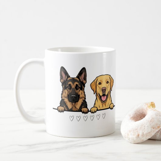 German Shepherd & Retriever Lover Pet Parent Gift Kaffeetasse (Mit Donut)
