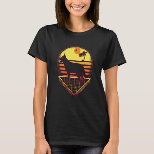 German Shepherd Retro Sunset Vintage  Dog T-Shirt (Vorderseite)