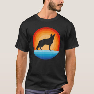German Shepherd Retro Vintag 60er 70er Sunset Dog  T-Shirt
