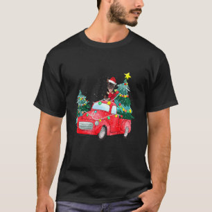 German Shepherd Ride Red Truck Weihnachten Dog Paj T-Shirt