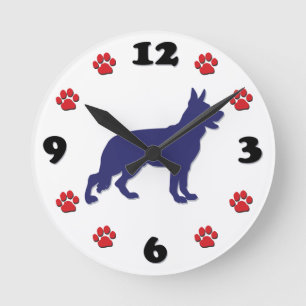 German Shepherd Runde Wanduhr