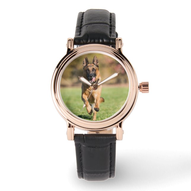 German Shepherd Running Armbanduhr (Vorderseite)