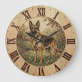 German Shepherd - Rustic Dog Decor Große Wanduhr (Vorderseite)
