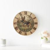 German Shepherd - Rustic Dog Decor Große Wanduhr (Zuhause)