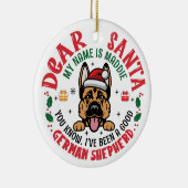 German Shepherd Santa Christmas Individuelle Name Keramik Ornament (Rechts)