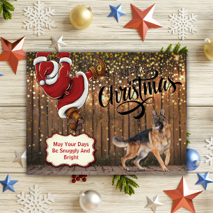 German Shepherd Santa Christmas Postcard Feiertagspostkarte