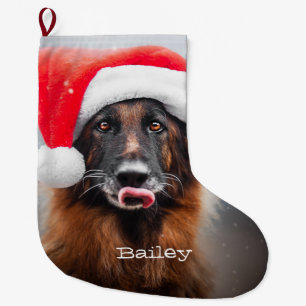 German Shepherd Santa Christmas Strumpf Großer Weihnachtsstrumpf