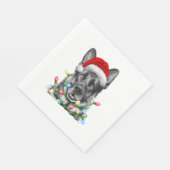 German Shepherd Santa Christmas Tree Lights Xmas B Serviette (Ecke)