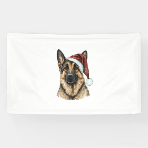 German Shepherd Santa Claus Dog Weihnachten Banner