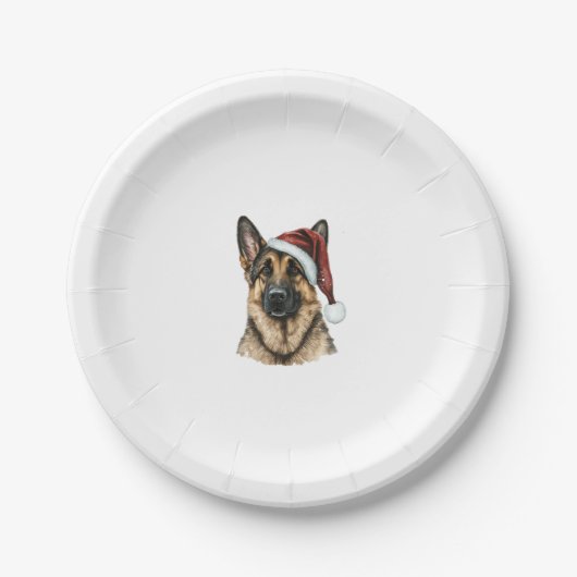 German Shepherd Santa Claus Dog Weihnachten Pappteller (Vorderseite)