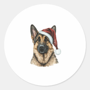 German Shepherd Santa Claus Dog Weihnachten Runder Aufkleber