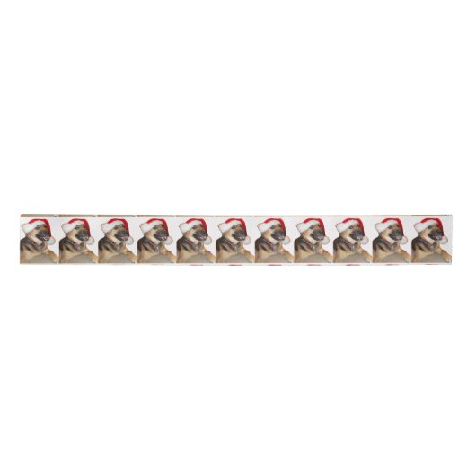German Shepherd Santa Claus Satinband (Vorderseite)