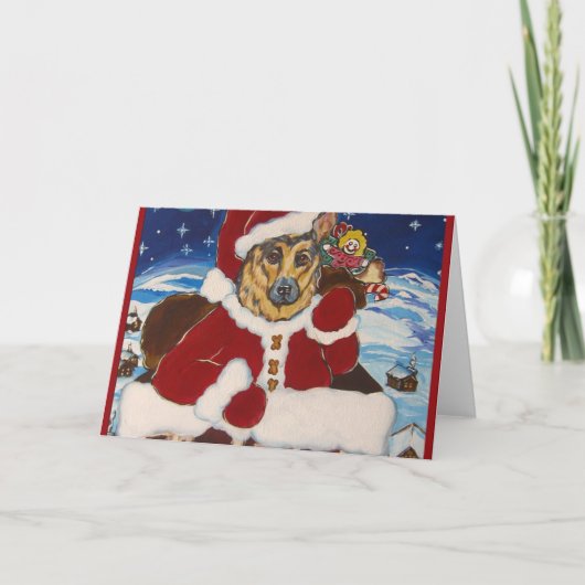 German Shepherd Santa Feiertagskarte (Vorderseite)