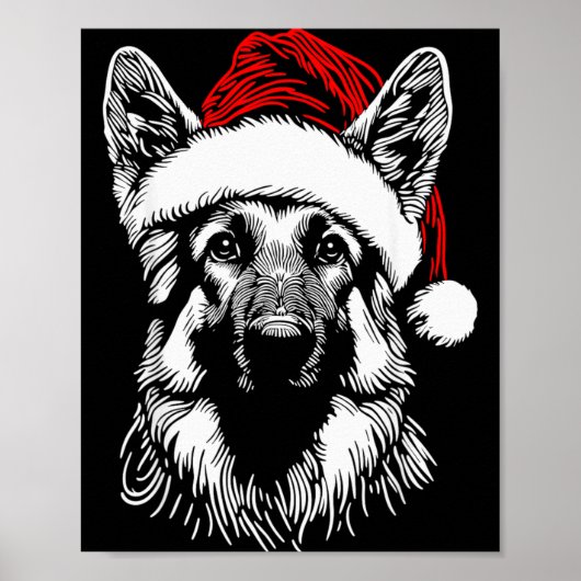 German Shepherd Santa Hat Christmas Xmas Pajama Wo Poster (Vorne)