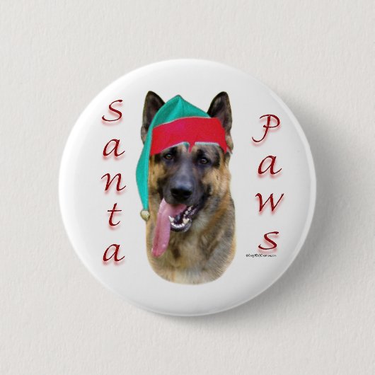 German Shepherd Santa Paws Button (Vorderseite)