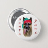 German Shepherd Santa Paws Button (Vorne & Hinten)