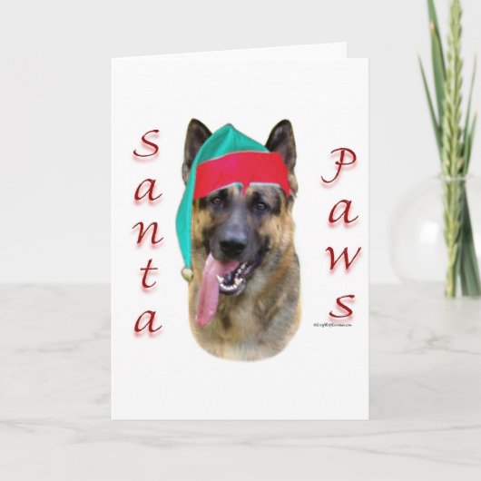 German Shepherd Santa Paws Feiertagskarte (Vorderseite)