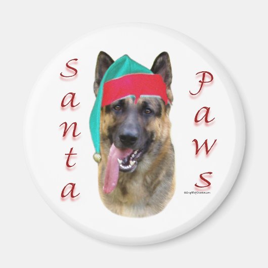 German Shepherd Santa Paws Magnet (Vorne)
