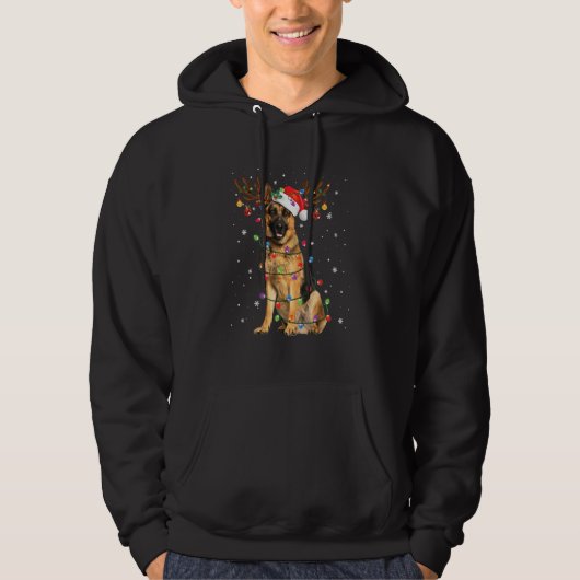 German Shepherd Santa Reindeer Christmas Pajama Do Hoodie (Vorderseite)