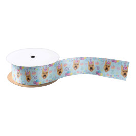 German Shepherd Satin Ribbon in Blue Satinband