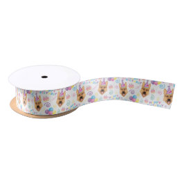 German Shepherd Satin Ribbon in White Satinband