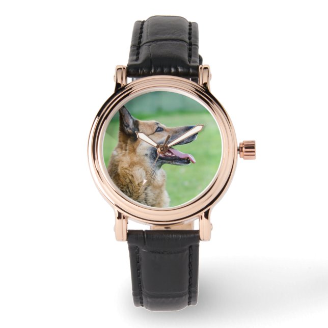 German Shepherd Side Portrait Armbanduhr (Vorderseite)