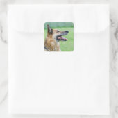 German Shepherd Side Portrait Quadratischer Aufkleber (Tasche)