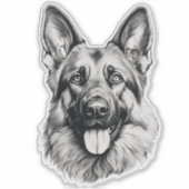 German Shepherd Sketch Portrait Sticker (Vorderseite)
