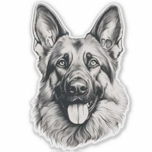 German Shepherd Sketch Portrait Sticker (Vorderseite)