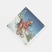 German Shepherd Sledding, Christmas Napkins Serviette (Ecke)