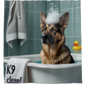 German Shepherd Sloppy Sleepy Niedlich Funny Duschvorhang (Vorderseite)