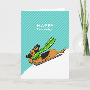German Shepherd Snow Sled Moderne Weihnachten