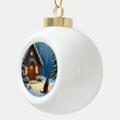German Shepherd Snowy Forest Cabin Christmas Paint Keramik Kugel-Ornament (Rechts)