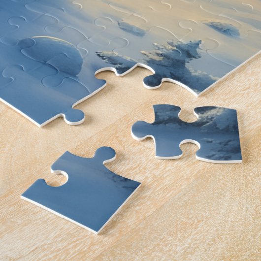 German Shepherd Snowy Forest Cabin Christmas Paint Puzzle (Seite)