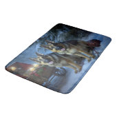 German Shepherd Snowy Sleigh Weihnachtsdekor Badematte (Schrägansicht)