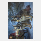 German Shepherd Snowy Sleigh Weihnachtsdekor Geschirrtuch (Vertikal)