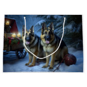 German Shepherd Snowy Sleigh Weihnachtsdekor Große Geschenktüte (Vorderseite)