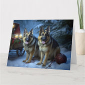 German Shepherd Snowy Sleigh Weihnachtsdekor Karte (Vorderseite)