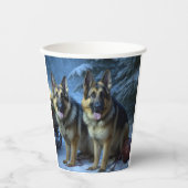 German Shepherd Snowy Sleigh Weihnachtsdekor Pappbecher (Vorderseite)