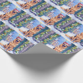 German Shepherd Snowy Town Gate Santa Christmas Geschenkpapier (Ecke)
