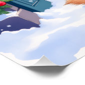 German Shepherd Snowy Town Gate Santa Christmas Poster (Ecke)